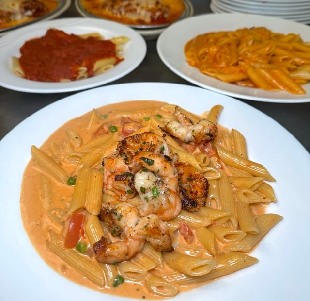 PENNE VODKA WITH SHRIMP.