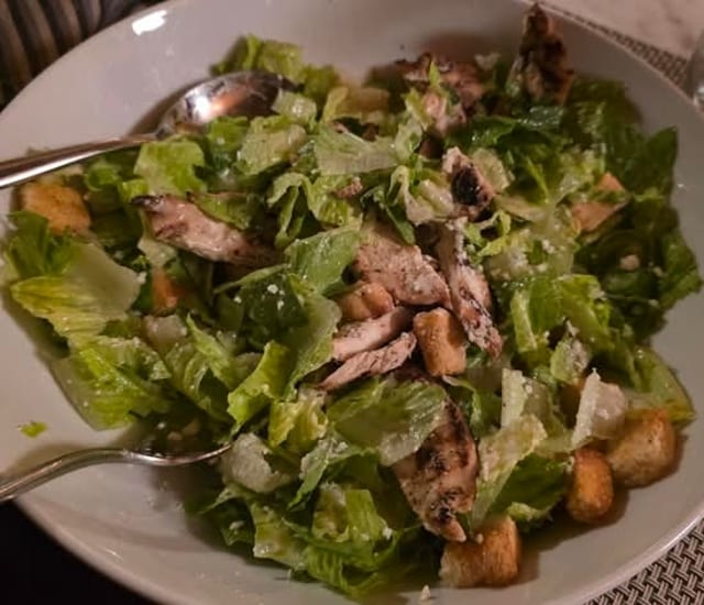 CAESAR SALAD WITH GRILLED CHICKEN.